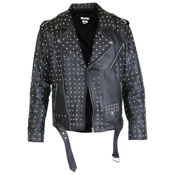 Men’s Bold Black Studded Leather Biker Jacket- Punk Rock & Gothic Style Genuine Leather Slim Fit Handmade Sheep Vintage leather Jacket