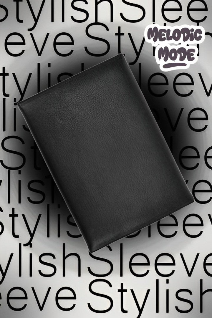 Minimalist Black Leather Laptop Sleeve with Extra Pocket - Slim, Durable, and Travel-Friendly Case - Stylish Unisex Laptop Cover