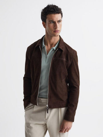 Men's Dark Brown Suede Leather Jacket, Two Way Zipper Vintage Soft Leather Lightweight Jacket , Handmade Stylish Outerwear Leather Jacket