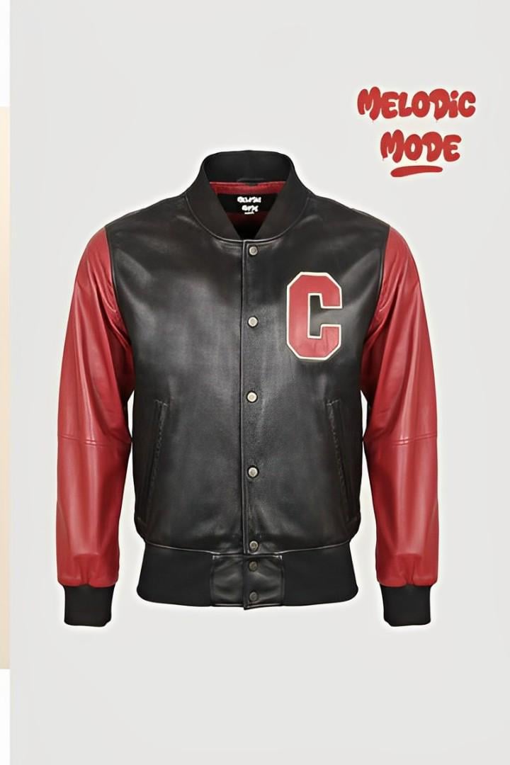 Men’s Sheep Black & Red Leather Varsity Jacket, Classic Bomber Style Varsity Two Tone Leather Jacket Handmade Lightweight Biker Jacket