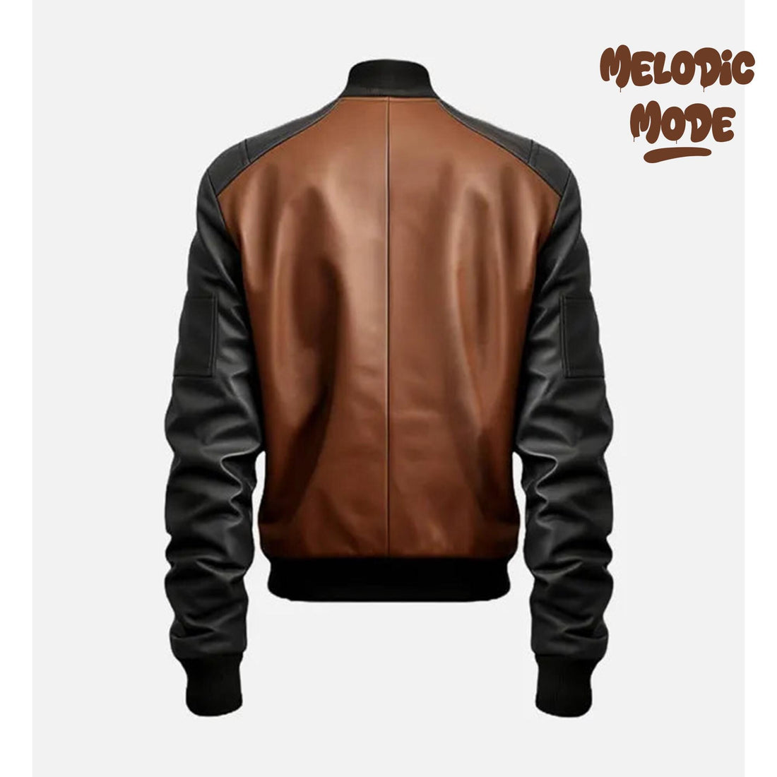 Men's Two-Tone Leather Bomber Jacket | Stylish Black and Brown Sheepskin Jacket with Zipper Closure | Modern Lightweight Outerwear